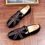 Black Suede Crystals Jack Union Mens Flats Loafers Dapper Mens Dappermen Shoes